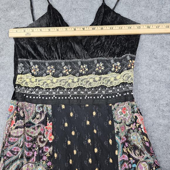 Vintage Hourglass Dress Womens Medium Y2K Fairy Black Whimsigoth Velvet Boho - Picture 3 of 8